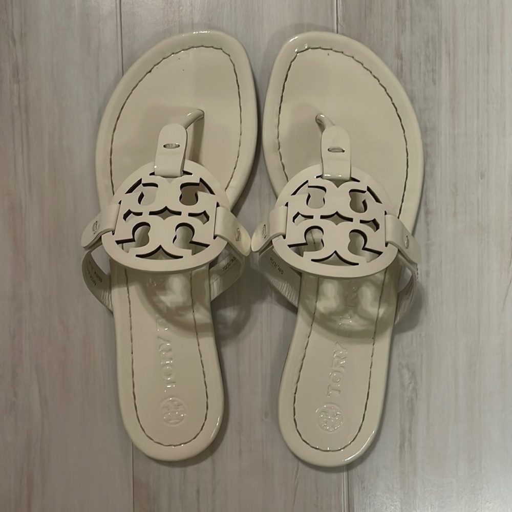 White Ivory Tory Burch Miller Sandals